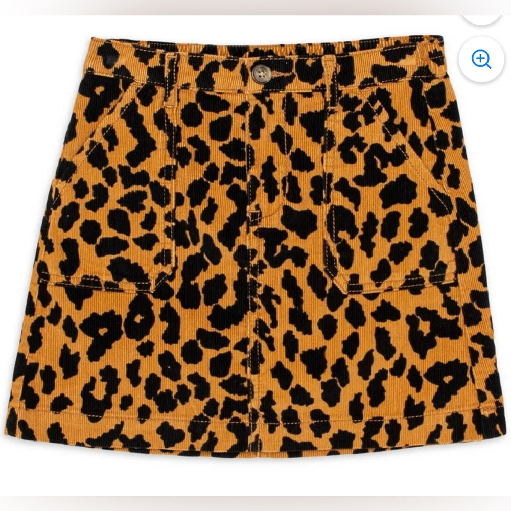 Wonder Nation Girls Leopard Print Corduroy Skirt Size 6-6X Tan and Black